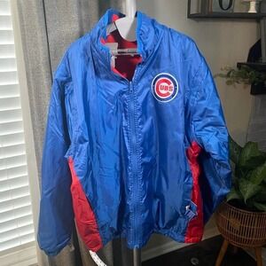 Chicago Cubs Reversible Jacket Mens XL MLB Fleece Windbreaker